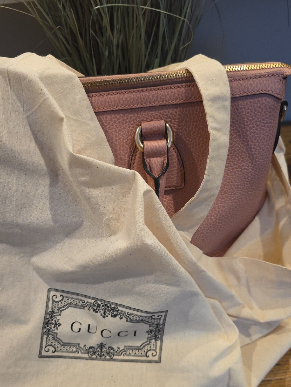 Gucci Pink CALF LEATHER GG Satchel/Tote 2 Way Including Limited Ed LINEN TOTE - Picture 14 of 16